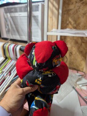 Handmade Patchwork Teddy Bear with Car Print - 25% Off When You Bundle 5+ Items!